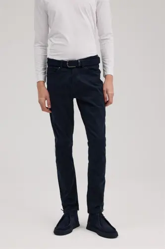 Navy Slim Fit Sport Canvas Trousers - 2