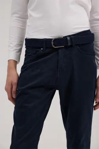 Navy Slim Fit Sport Canvas Trousers - 3