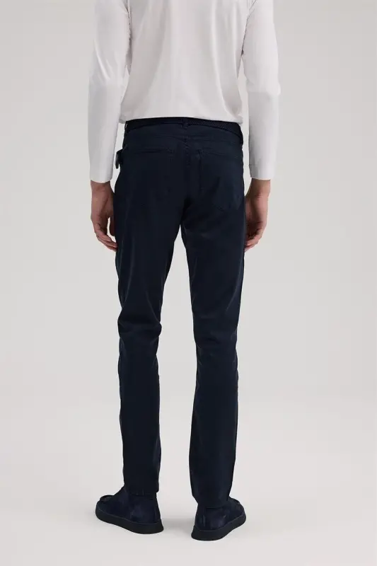 Navy Slim Fit Sport Canvas Trousers - 4