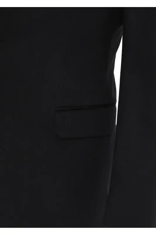 Navy Blue Solid Regular Fit 100% Cashmere Jacket - 4