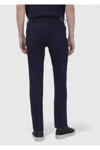 Navy Blue Straight Knit Slim Fit Casual Trousers - 5