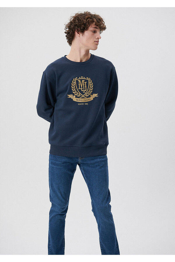 Navy blue sweatshirt with embroidery (0S10130-70490) - 2