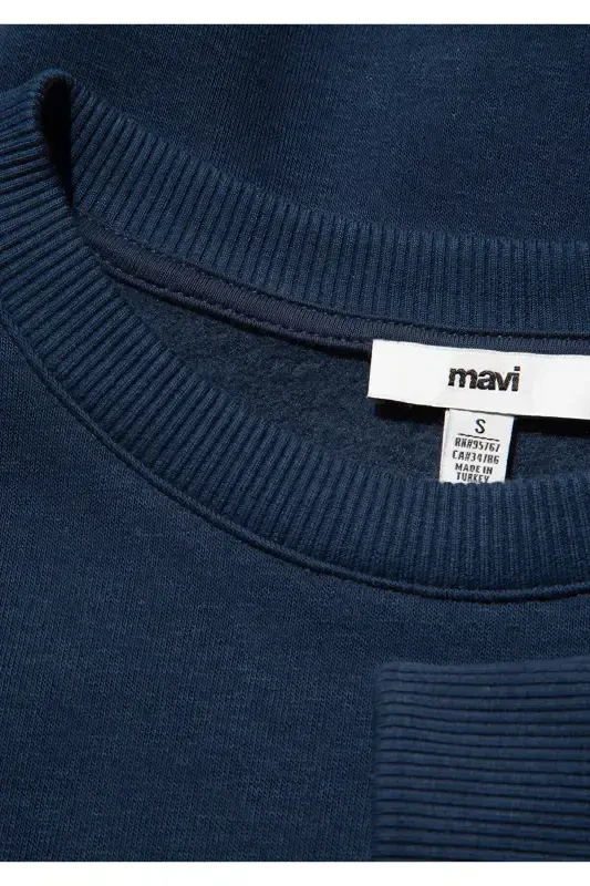 Navy Blue Sweatshirt with Logo Print 1611656-82454 - 6