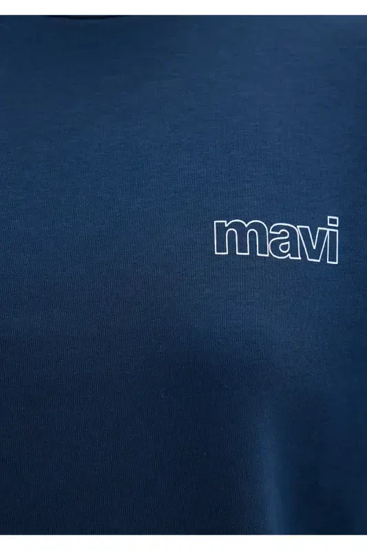 Navy Blue Sweatshirt with Logo Print 1611656-82454 - 7
