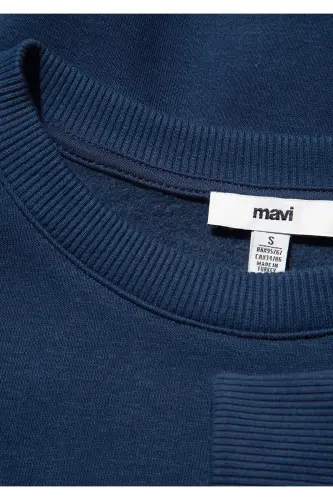 Navy Blue Sweatshirt with Logo Print 1611656-82454 - 8