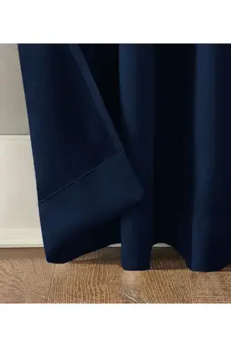 Navy Blue Thermal 100% Lightproof Blackout Curtain (W x L)-Navy Blue - İ.D İPEK DOKUMA (1)