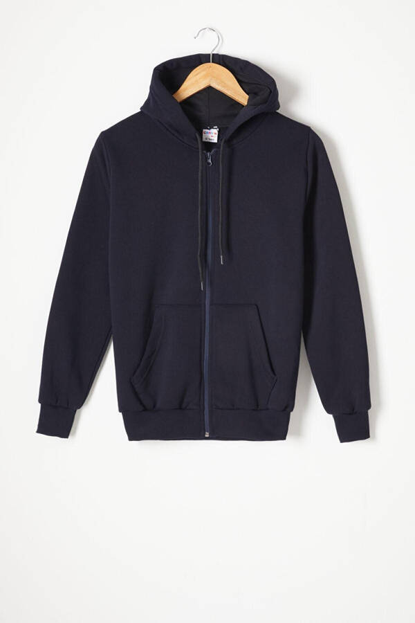 Navy Blue Three-Ply Fleece Hooded Kids Sweater 16766 - 9