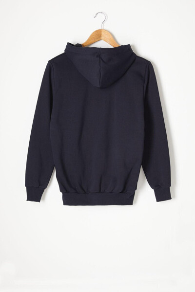 Navy Blue Three-Ply Fleece Hooded Kids Sweater 16766 - 12