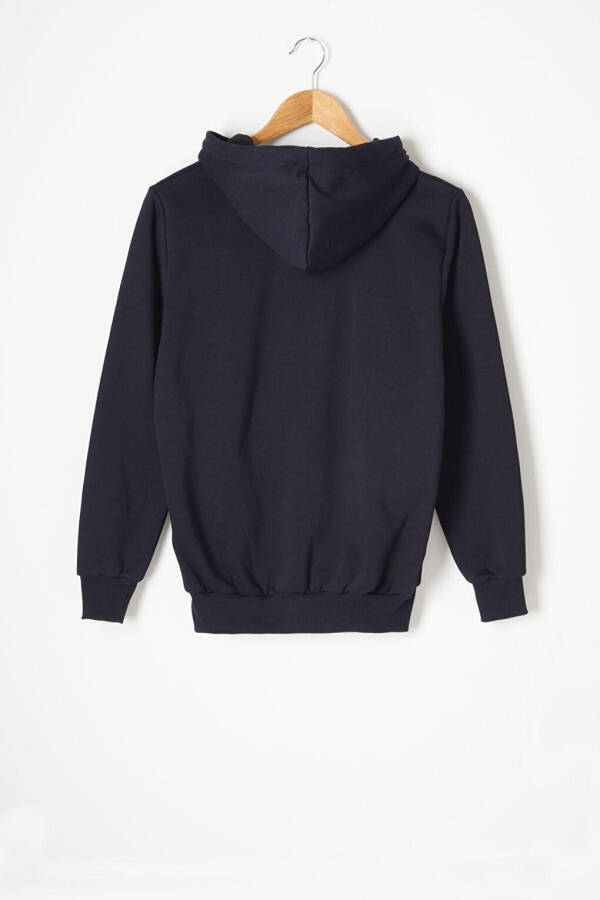 Navy Blue Three-Ply Fleece Hooded Kids Sweater 16766 - 12