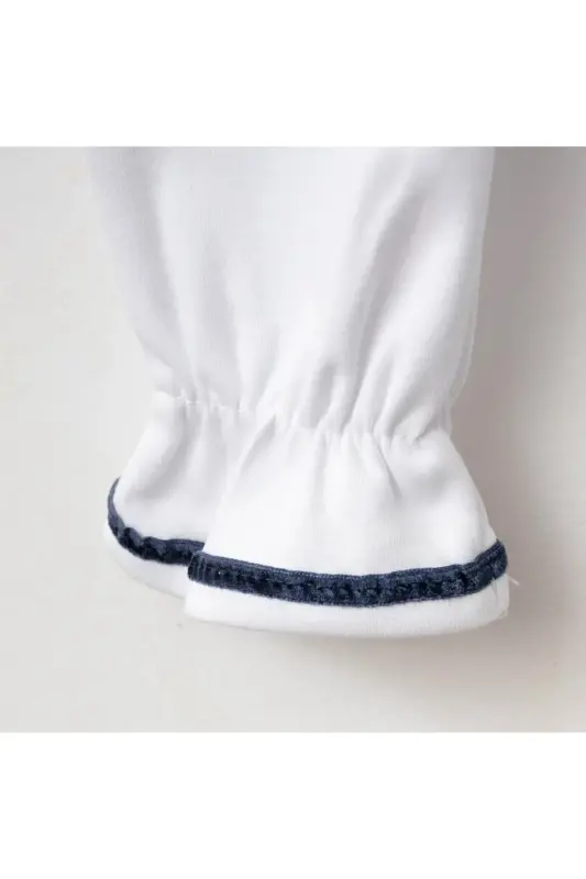 Navy Blue Trimmed Sailor 100% Cotton Jumpsuit Set - Navyblue - 2