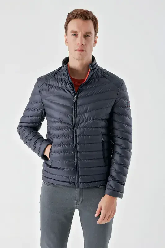 Navy Blue Water Repellent Windproof Dynamic Fit Comfort Fit Padded Jacket-Navy Blue - 3