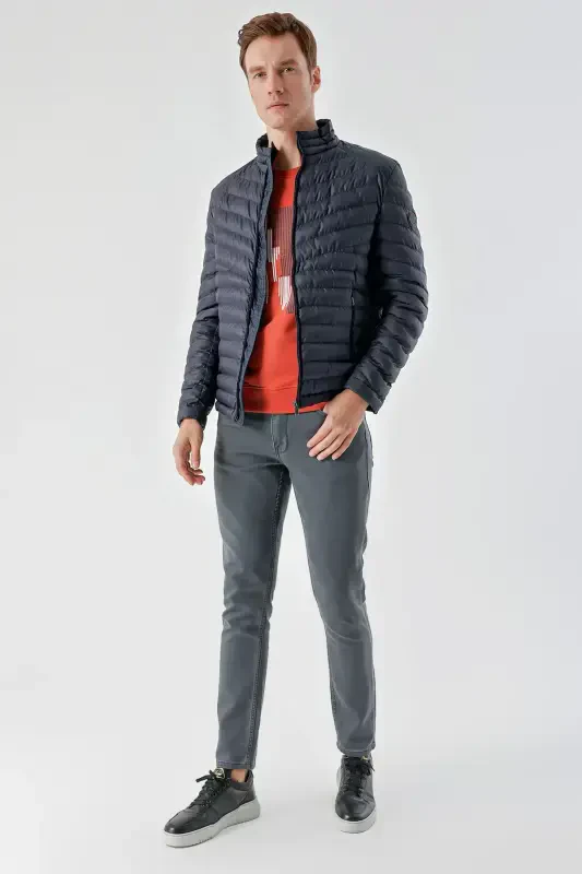 Navy Blue Water Repellent Windproof Dynamic Fit Comfort Fit Padded Jacket-Navy Blue - 6