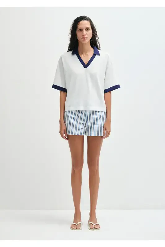 Navy Blue White Tricot Polo Regular Fit / Nor - 2