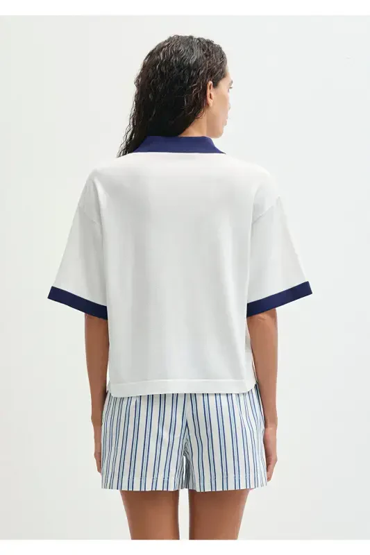 Navy Blue White Tricot Polo Regular Fit / Nor - 3