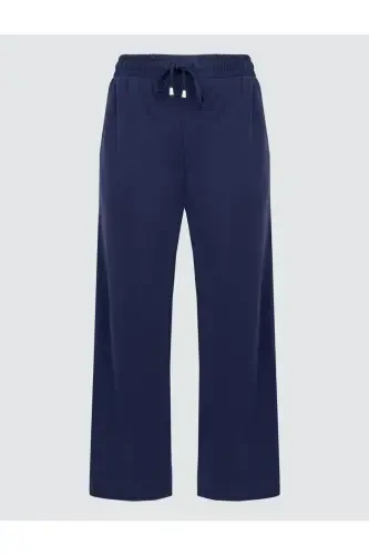 Navy Blue Wide Leg Relaxed Jogger Pants - Navy Blue - 7