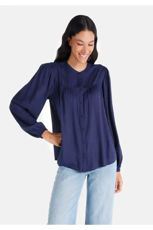 Navy blue women's shirt - 1