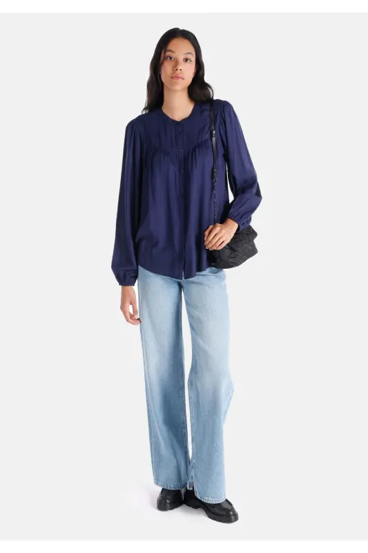Navy blue women's shirt - 3