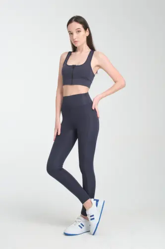 NAVY BLUE Women's Sports Tights Double Pocket Firming Shaping Athlete Tights Leggings-Navy Blue - 6