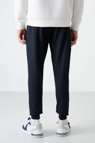 Navy Blue Zipper Pocket Standard Fit Jogger Men's Sweatpants - 84587-LACİ - 5