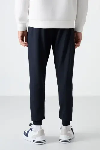 Navy Blue Zipper Pocket Standard Fit Jogger Men's Sweatpants - 84587-LACİ - 5