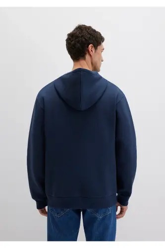 Navy Blue Zippered Sweatshirt with Logo Print 0611715-70490 - 4