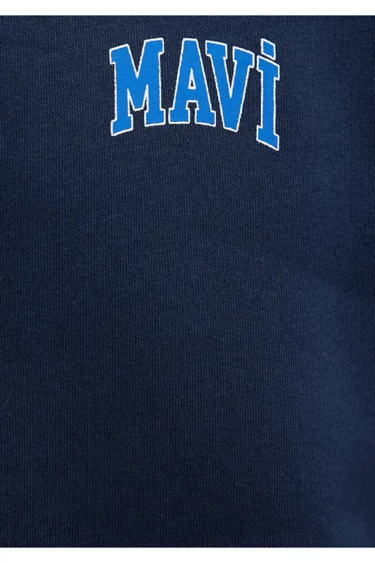 Navy Blue Zippered Sweatshirt with Logo Print 0611715-70490 - 7