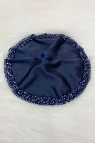 Navy Bride Groom Handkerchief Sequined, Halay Handkerchief, Wedding Henna Circumcision Engagement Bride Bachelorette-ORKİDESATENMENDİLLACİVERT - 3