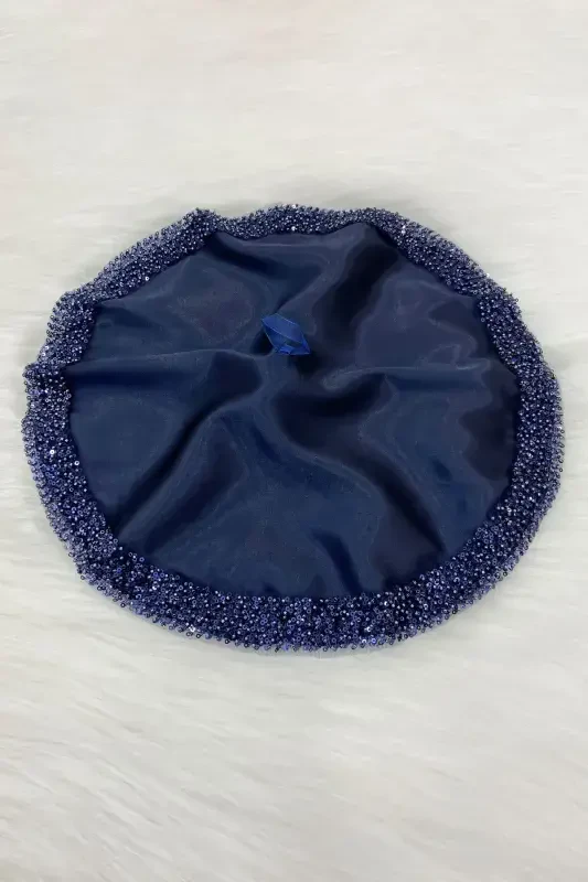 Navy Bride Groom Handkerchief Sequined, Halay Handkerchief, Wedding Henna Circumcision Engagement Bride Bachelorette-ORKİDESATENMENDİLLACİVERT - 3