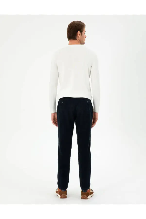 Navy Carrot Fit Canvas Pants - 10