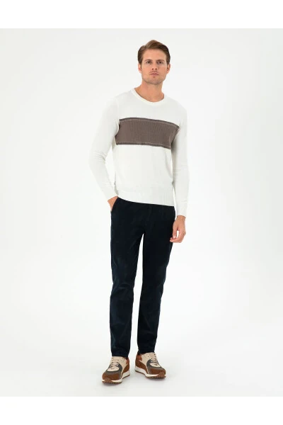 Navy Carrot Fit Canvas Pants - 3