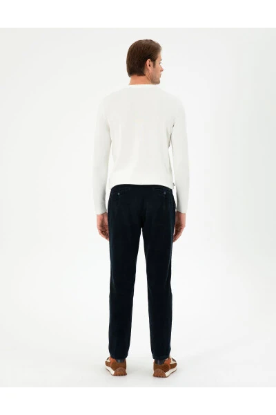 Navy Carrot Fit Canvas Pants - 4