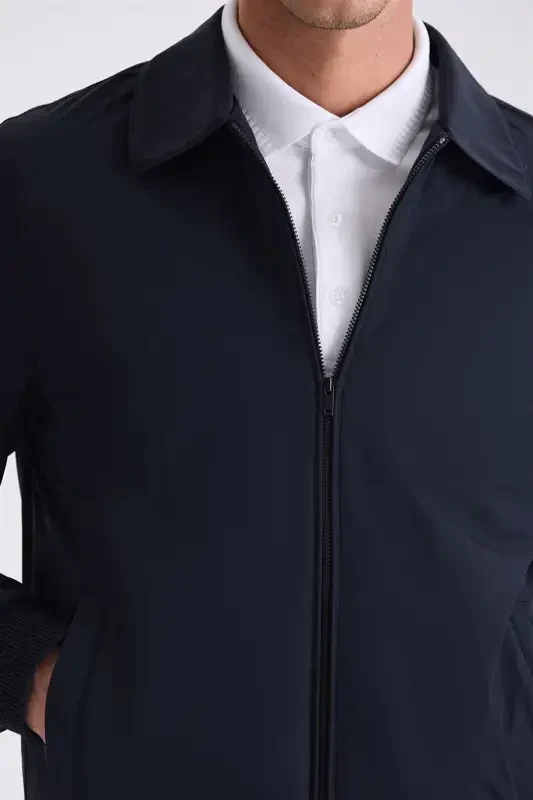 Navy Comfort Fit Baby Collar Seasonal Jacket - 3