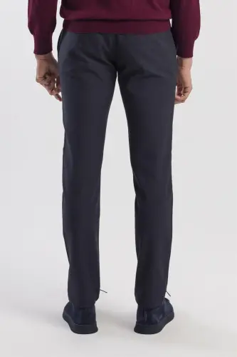 Navy Comfort Fit Elastic Waist Side Pocket Trousers - 4