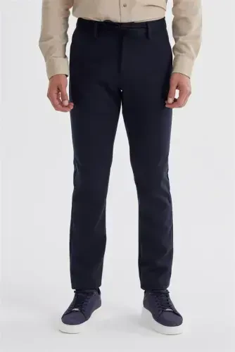 Navy Comfort Fit Elastic Waistband Side Pocket Jogger Pants 