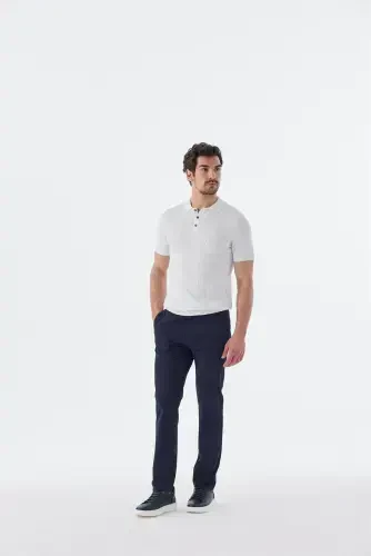 Navy Comfort Fit Elastic Waistband Sports Jogger Pants - 1