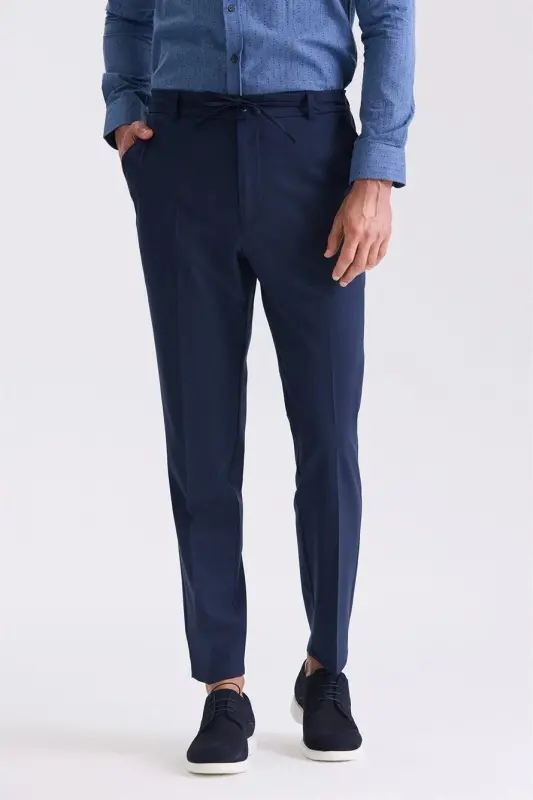 Navy Comfort Fit Elasticated Sports Trousers - 1