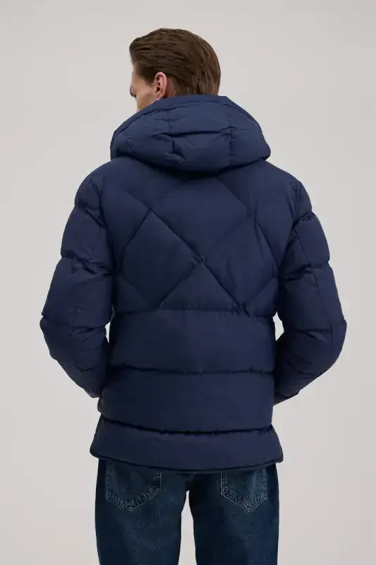 Navy Comfort Fit Hooded Puffer Jacket - 4