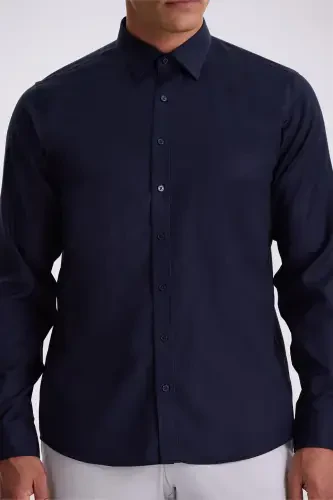 Navy Comfort Fit Non-Iron 100% Cotton Shirt - 3