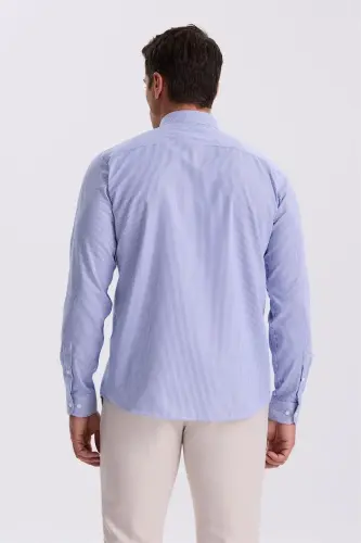 Navy Comfort Fit Non-Iron 100% Cotton Striped Non-Iron Shirt - 4