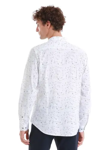 Navy Comfort Fit Printed Slim Collar Long Sleeve Sports Shirt-Navy - 7