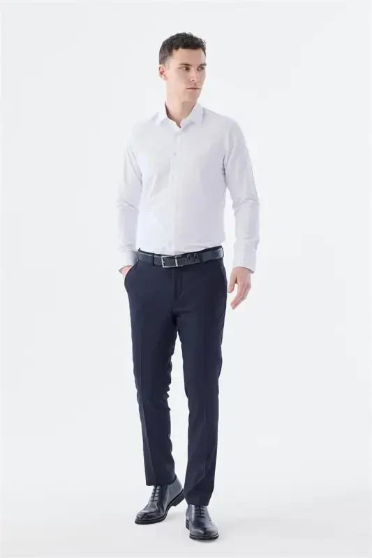 Navy Comfort Fit Side Pocket Trousers - Modazone