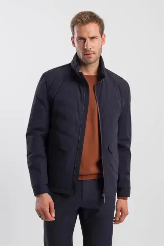Navy Comfort Fit Stand-Up Collar Sports Jacket 