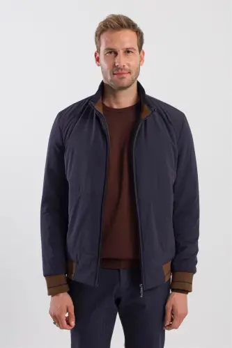 Navy Comfort Fit Turtleneck Coat - 1