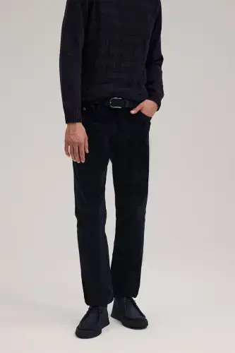 Navy Comfort Fit Velvet Sweatpants - 1