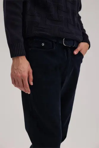 Navy Comfort Fit Velvet Sweatpants - 3