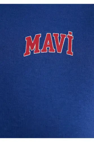 Navy Crop Sweatshirt with Logo Print 1611601-70722 - 6