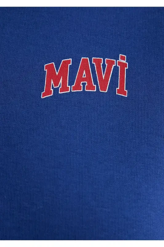 Navy Crop Sweatshirt with Logo Print 1611601-70722 - 6