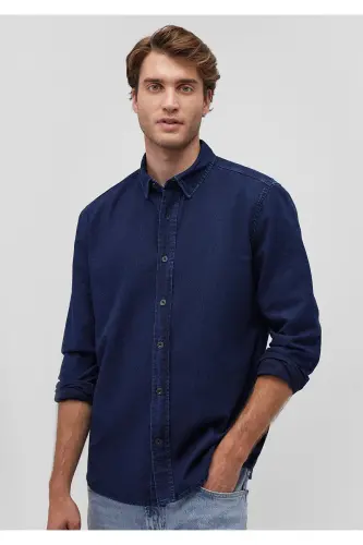 Navy Denim Shirt Slim Fit / Tight Cut 0211129 - 1