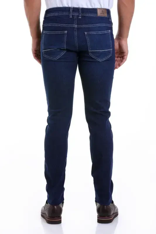 Navy Dynamic Fit Straight Cotton 5 Pocket Jeans - 6