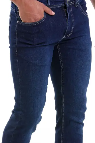 Navy Dynamic Fit Straight Cotton 5 Pocket Jeans - 5